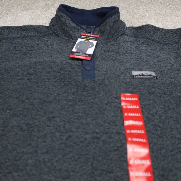 Eddie Bauer Fleece Sweatshirt NWT Mens XS Heather Navy Blue L/S Pullover Sweater - Picture 4 of 12